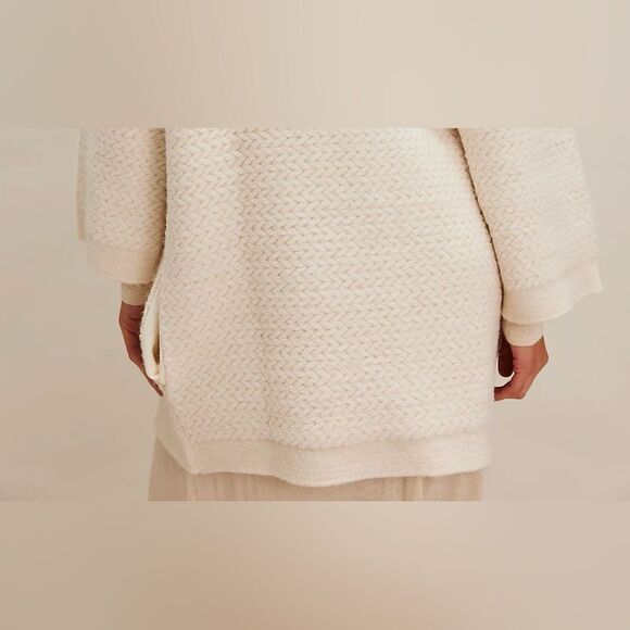 free people M Ivory Herringbone Stitch Pattern Kimono Cardigan Sweater - Picture 8 of 16